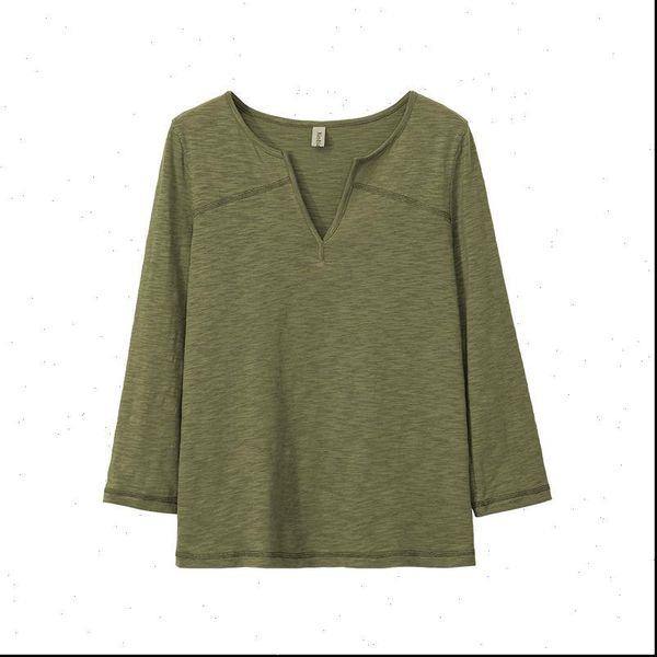 

v neck cotton women shirt long sleeve workout autumn tee m30324, White
