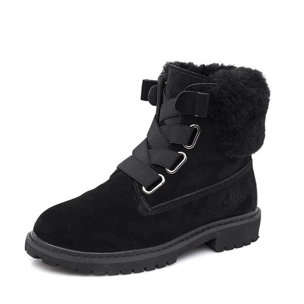 

boots snow women winter non-slip bottom wool platform ankle thickened plus velvet short tube cotton shoes, Black