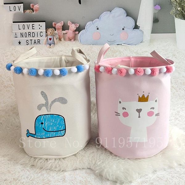 

storage baskets 35*40cm sundries barrels high capacity pink cat whale foldable toy box home organizer dirty laundry basket