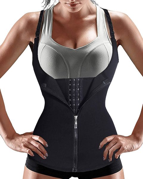 

women's waist training corset, zip waist corset, shape vest, with adjustable shoulder straps, Black;white