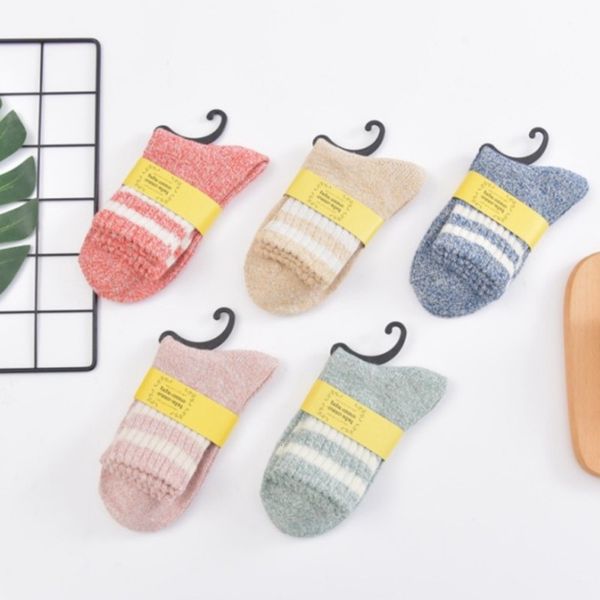 

autumn winter stockings middle striped thickened wool, Black;white