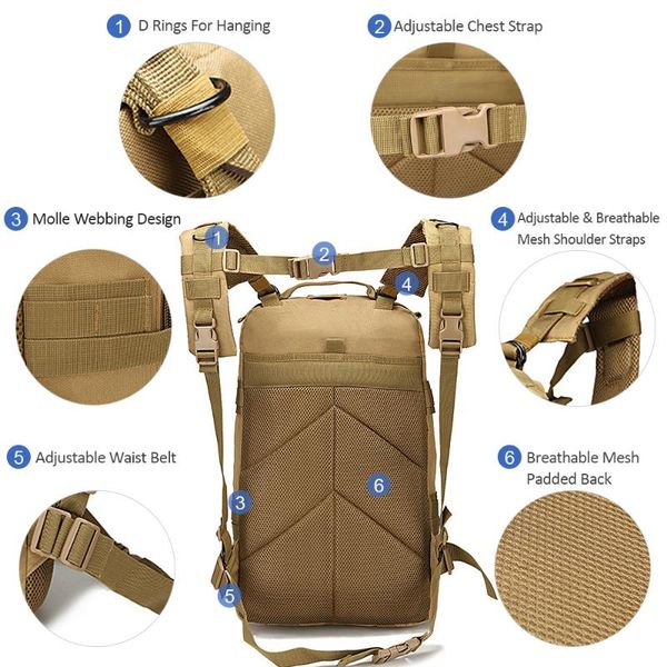 

outdoor bags 45l backpack water resistant molle bag for camping hiking traveling
