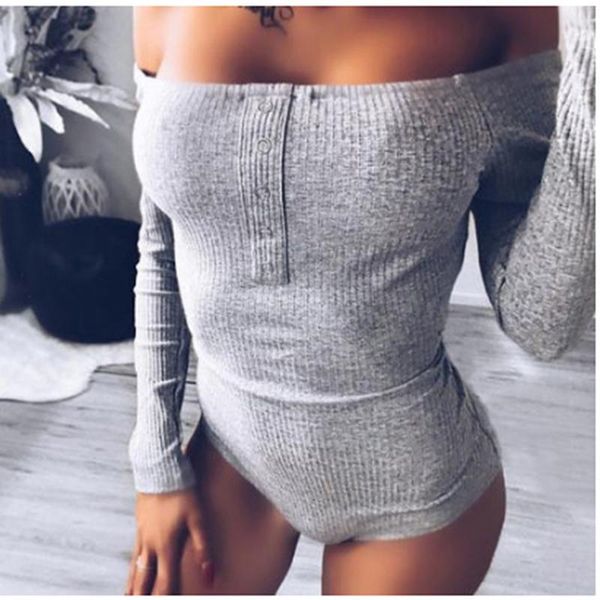 

women's jumpsuits & rompers spring&autumn slash neck bodysuit off the shoulder jumpsuit casual ladies women long sleeve club skinn, Black;white