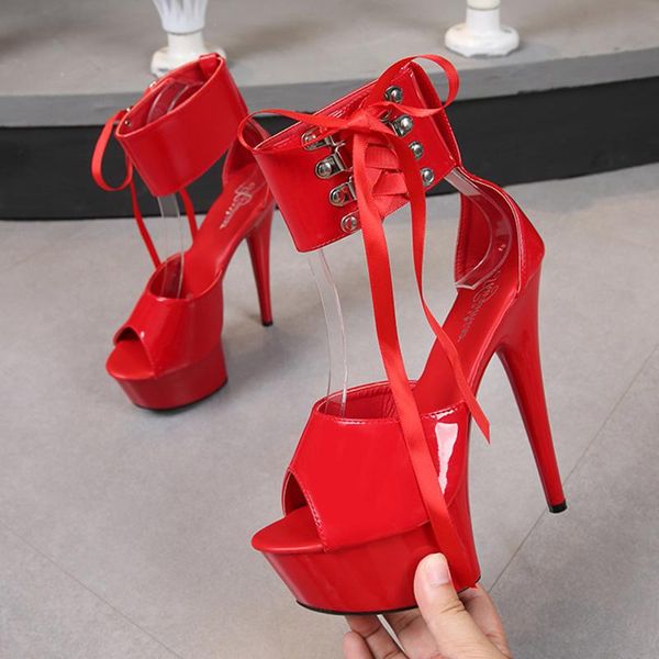 

sandals female summer catwalk model shoes hate day high-heeled stiletto black waterproof platform 13cm15cm