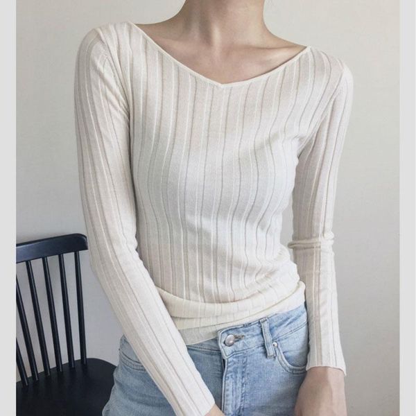 

women's sweaters women sweater 2021 spring wool thread v-neck one-shoulder, White;black