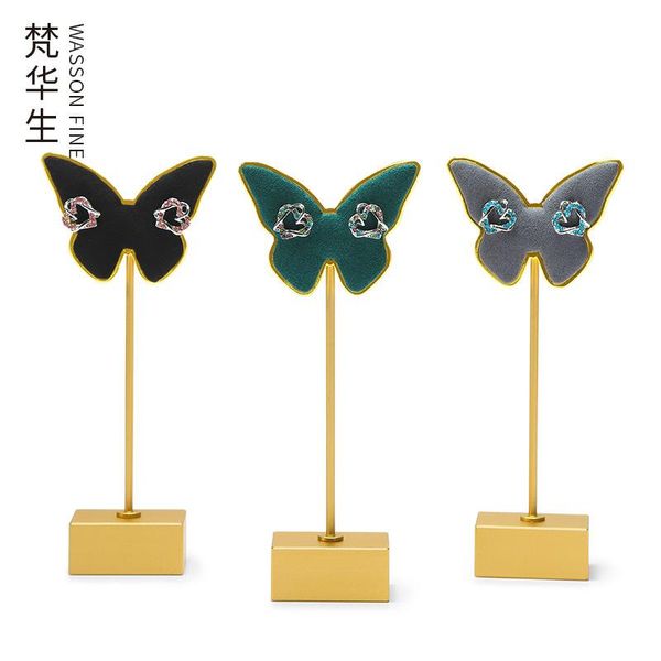 

jewelry pouches, bags factory direct supply of metal microfiber earring storage rack creative display props, Pink;blue