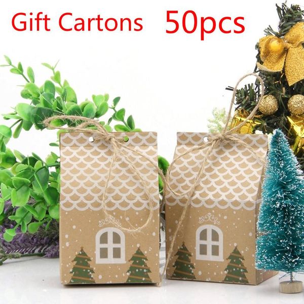

gift wrap boxes 50pcs christmas cartons candy european small house kraft paper xmas party boxs
