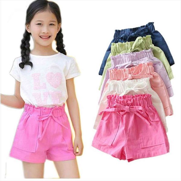 

summer girls shorts candy color boardshorts kids cotton children pants beach for baby 2 8t, Black