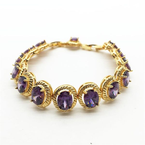 

link, chain teemi design egg shape purple cubic zirconia tennis bracelets for women luxury wedding bracelet gift jewelry, Black