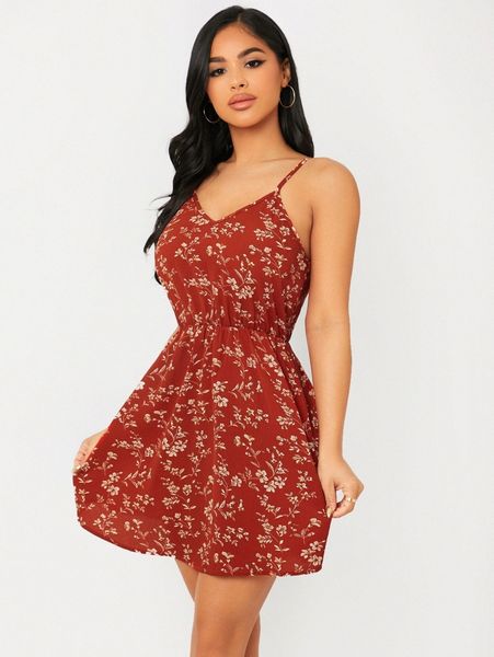 

petite floral print cami dress c9yp#, Black;gray