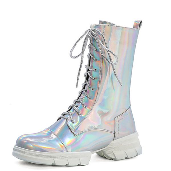 

asumer large 34-44 ladies toe round foot lace up to zip autumn shoes boots, Black