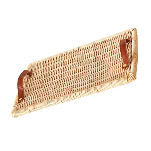 

1pc decorative rattan woven tray household bread cooling storage baskets