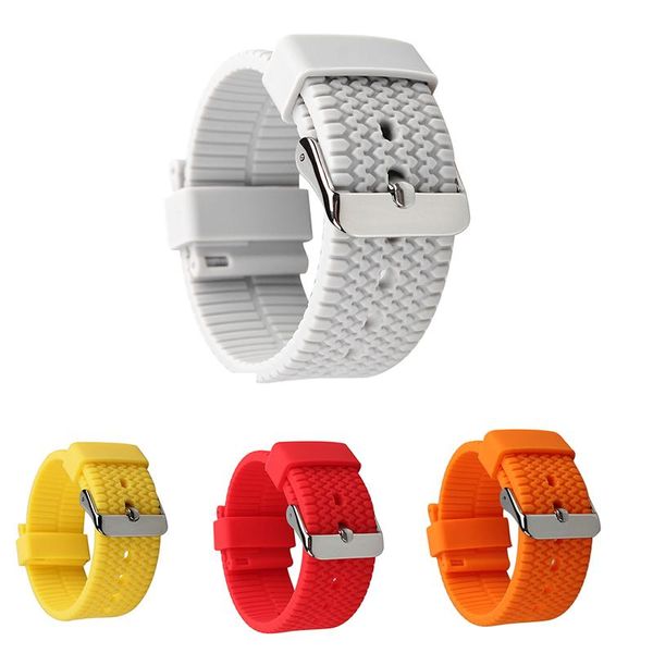

watch bands sport rubber strap band tire pattern silicone waterproof bracelet 18mm 20mm 22mm 24mm replacement watchband, Black;brown