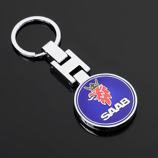 

double sided h-ring saab car metal chain advertising key ring pendant, Slivery;golden