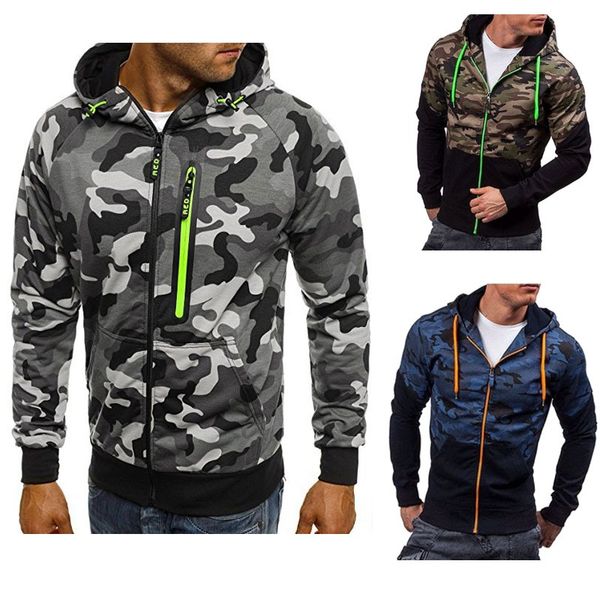 

autumn winter new hoodies men autumn brand casual fashion camouflage sportswear sweatshirt men's track outdoor camping hoodie, Black