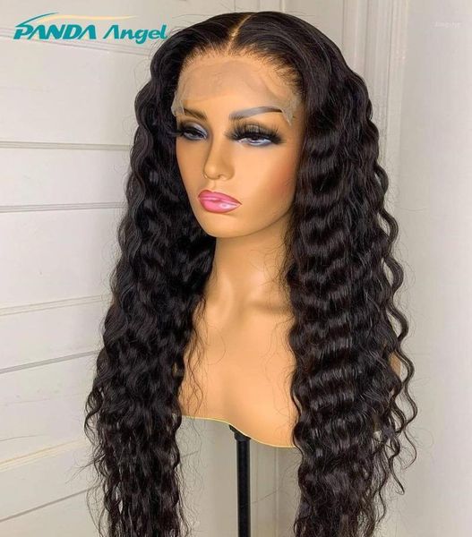

deep wave lace frontal closure human hair wigs remy natural bleached knots preplucked front wig for black women1, Black;brown