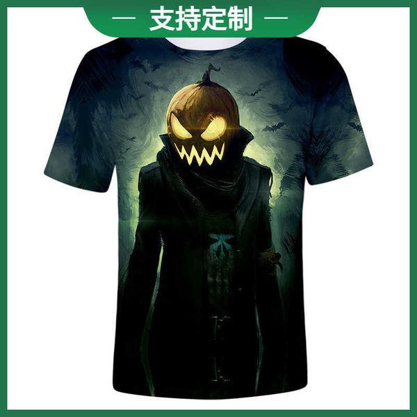 

2019 new halloween 3d digital print short sleeve t-shirt summer, White;black