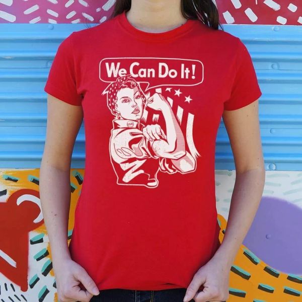 

we can do it t-shirt | short sleeve graphic tee for women, White;black