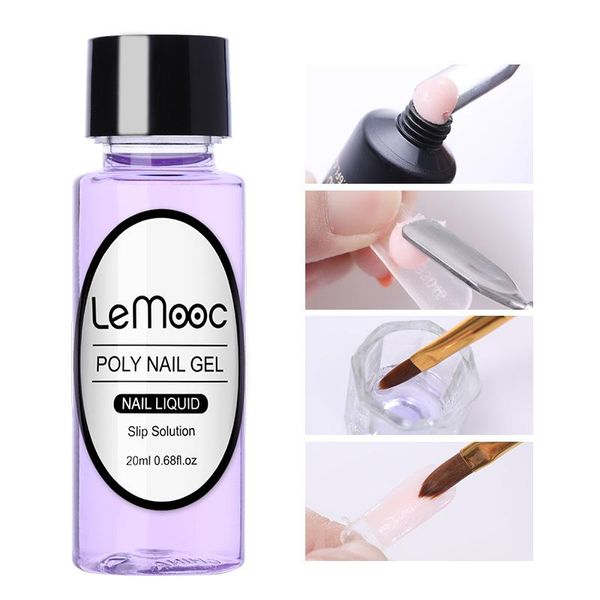 

nail gel 1 bottle 20ml poly polish liquid slip solution quick builder nails permanent clear acrylic art extension, Red;pink