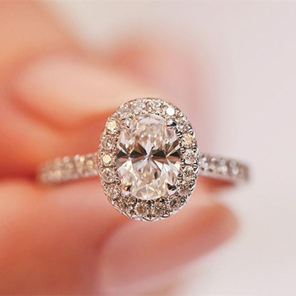 

cluster rings for women s925 silver oval cubic zirconia ring bridal wedding engagement fine jewelry accessories bague femme kyra0489, Golden;silver