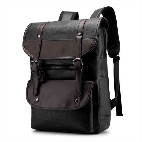 

retro mens leather backpack 15.6 inch lapstudent waterproof leisure travel solid pu