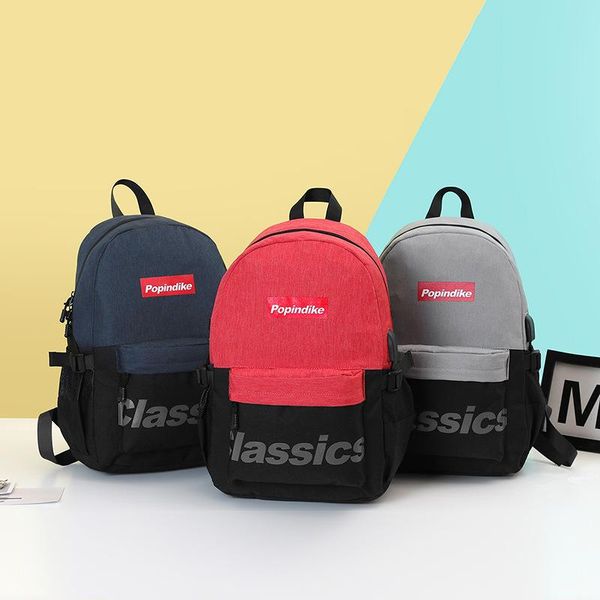

backpack canvas male junior high school student bag female computer travel