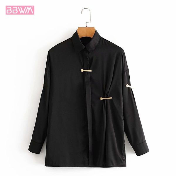 

korean style black lapel long sleeve simple chic female shirt harajuku fashion college style women's 210507, White