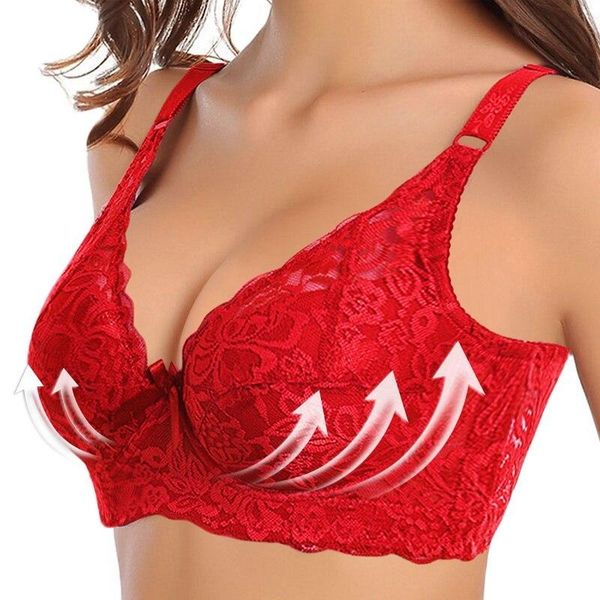 

bras 2021 plus size bra ultrathin lace bralette for woman push up brassiere adjustable full cup underwear girls, Red;black