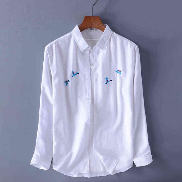 

men's t-shirts arrival long sleeve white shirts men brand embroidery casual mens square collar shirt male camisa chemise 84ar, White;black