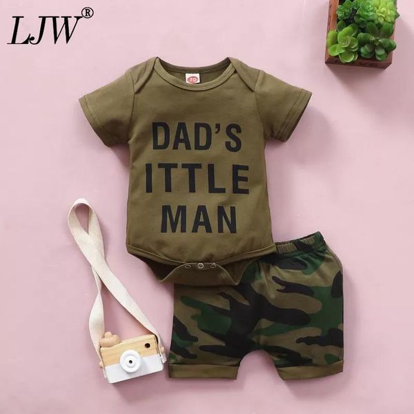 

clothing sets summer boys baby camouflage short sleeve climb suit male child + shorts two-piece set, White