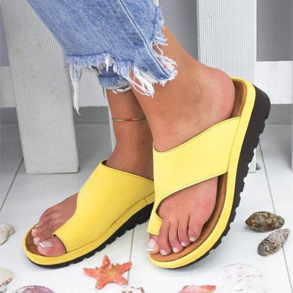 

women sandals soft foot correction shoes woman heels platform summer sandalias mujer 2021 wedges female causal flip flops, Black
