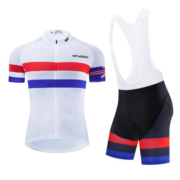 

racing sets wulibike union-jack cycling jersey mens summer breathable short sleeve suit man bicycle bib shorts set quick dry uv protection, Black;blue