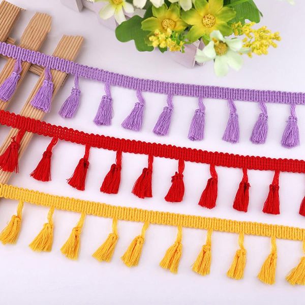 

ribbon 10yards lace tassel fringe cotton ethnic trim sewing dress garment curtain diy handmade craft accessories, Pink;blue