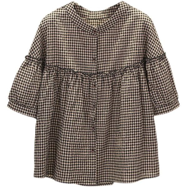 

women's blouses & shirts women korean plaid 2021 chic ladies streetwear loose shirt female outfit girls long sleeve z19, White