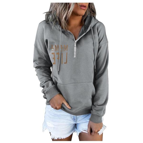 

women's hoodies & sweatshirts for women ladies letter printed autumn fashion zipper hooded long sleeve casual pullovers wy, Black