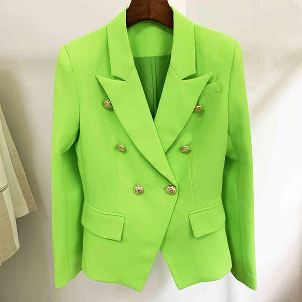 

women's suits & blazers est designer jacket classic lion buttons double breasted slim fitting blazer neon green jqk7, White;black