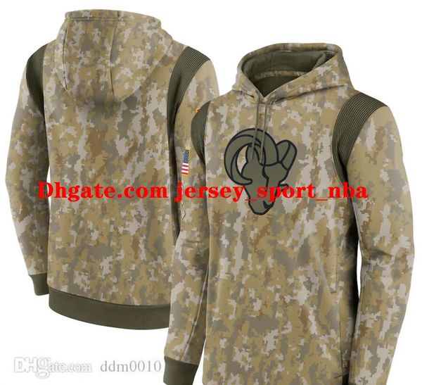 

men's women youth los angelesramscamo 2021 salute to service therma performance pullover hoodie, Black