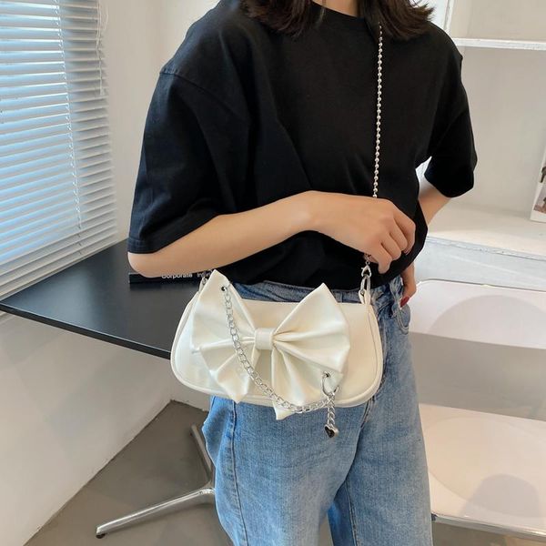 

women's bag fashion personality bowknot decorated lady shoulder pu leather chain female messenger daily girl dating evening bags