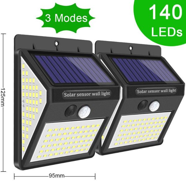 

solar lamps 140 222 led powered light pir motion sensor waterproof wide angle outdoor lawn street lamp garden decoration