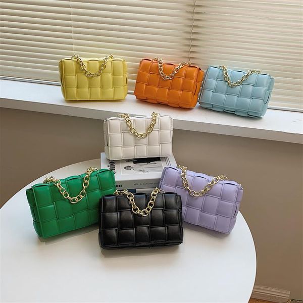 

evening bags luxury women's woven chain messenger 2021 quality leather shoulder crossbody female flap trend design handbags