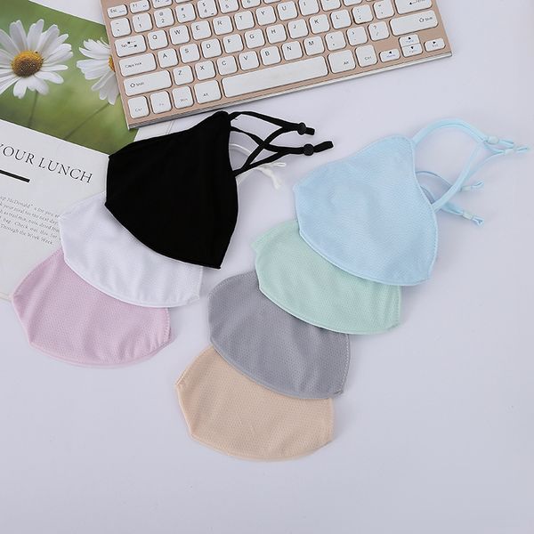 

custom logo summer ice silk mesh sunscreen breathable sunshade thin elastic ear band adjustable length mask