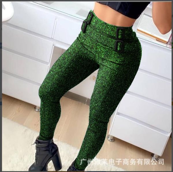 

women's leggings 2021 fashion women high waist sequin pants, Black