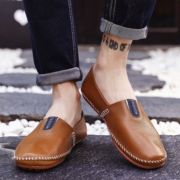 

mens loafers men casual leather shoes moccasins men shoes spring and autumn slip on fashion breathable zapatos hombre #y4 n3iv#, Black