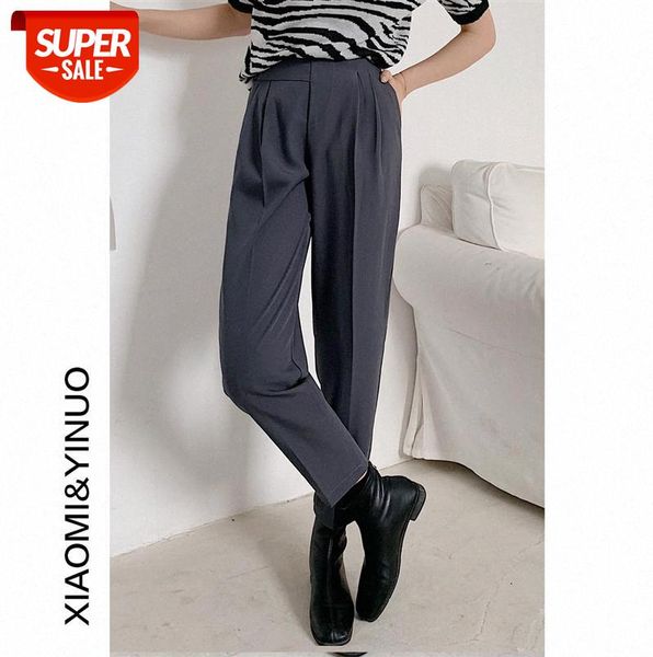 

[ou fan] 7531 wide-leg pants women high waist drape, straight loose and thin suit #kj3m, Black;gray