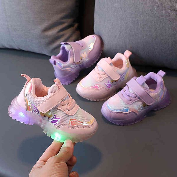 

baby shoes leisure sports spring and autumn boys' girls' light-emitting mesh breathable children's with light tide, Black