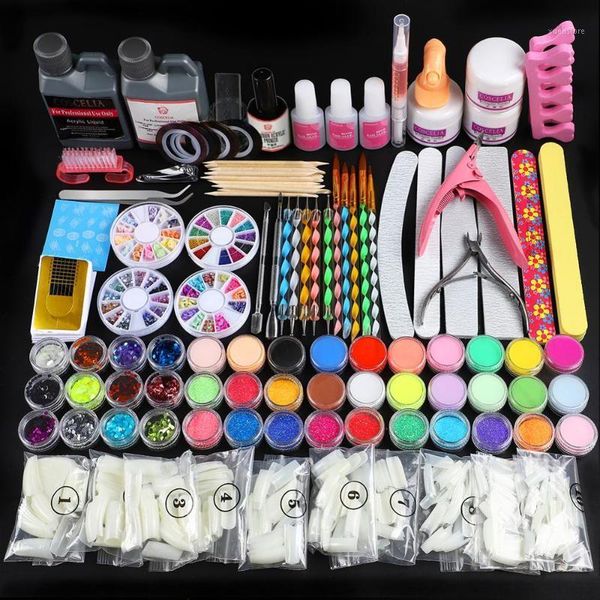 

acrylic powder manicure set nail art tool kit extension 120ml liquid glitter tips ship from ru1