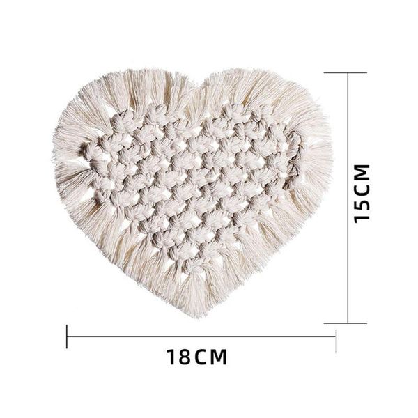 

cup mat northern europe pad heart shape non-slip insulation mats handmade cotton braid macrame table for kitchen & pads