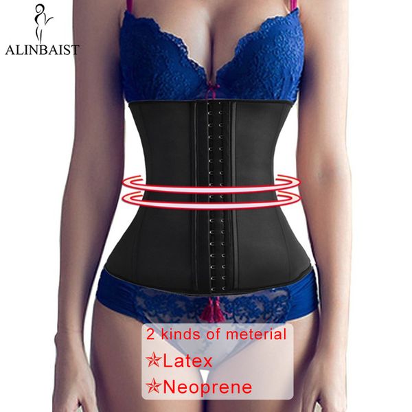 

9-steel-boned women latex waist trainer corsets long torso weight loss neoprene underbust sports girdle body shaper shapewear