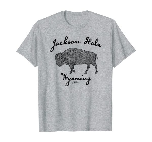 

jcombs: jackson hole, wy, walking bison t-shirt, White;black