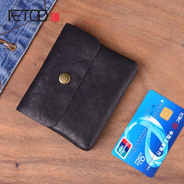 

wallets aetoo mini wallet female short leather buckle clip fresh student card package male coin purse, Red;black